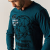 Herren Langarmshirt Streifen Henley Grün - Koroshi