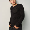 Camiseta hombre manga larga cuello henley negra – Koroshi