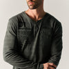 T-shirt uomo manica lunga henley stampata kaki - Koroshi
