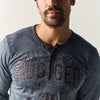 T-shirt uomo manica lunga collo henley blu navy – Koroshi