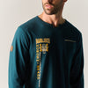 Samarreta home màniga llarga henley print verd fosc – Koroshi