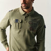 Herren Poloshirt Langarm Piqué Used-Optik Khaki – Koroshi