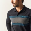 Herren Poloshirt Langarm Colourblock Schwarz – Koroshi
