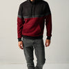 Men's High-Neck Colour Block Sweatshirt Red - Koroshi