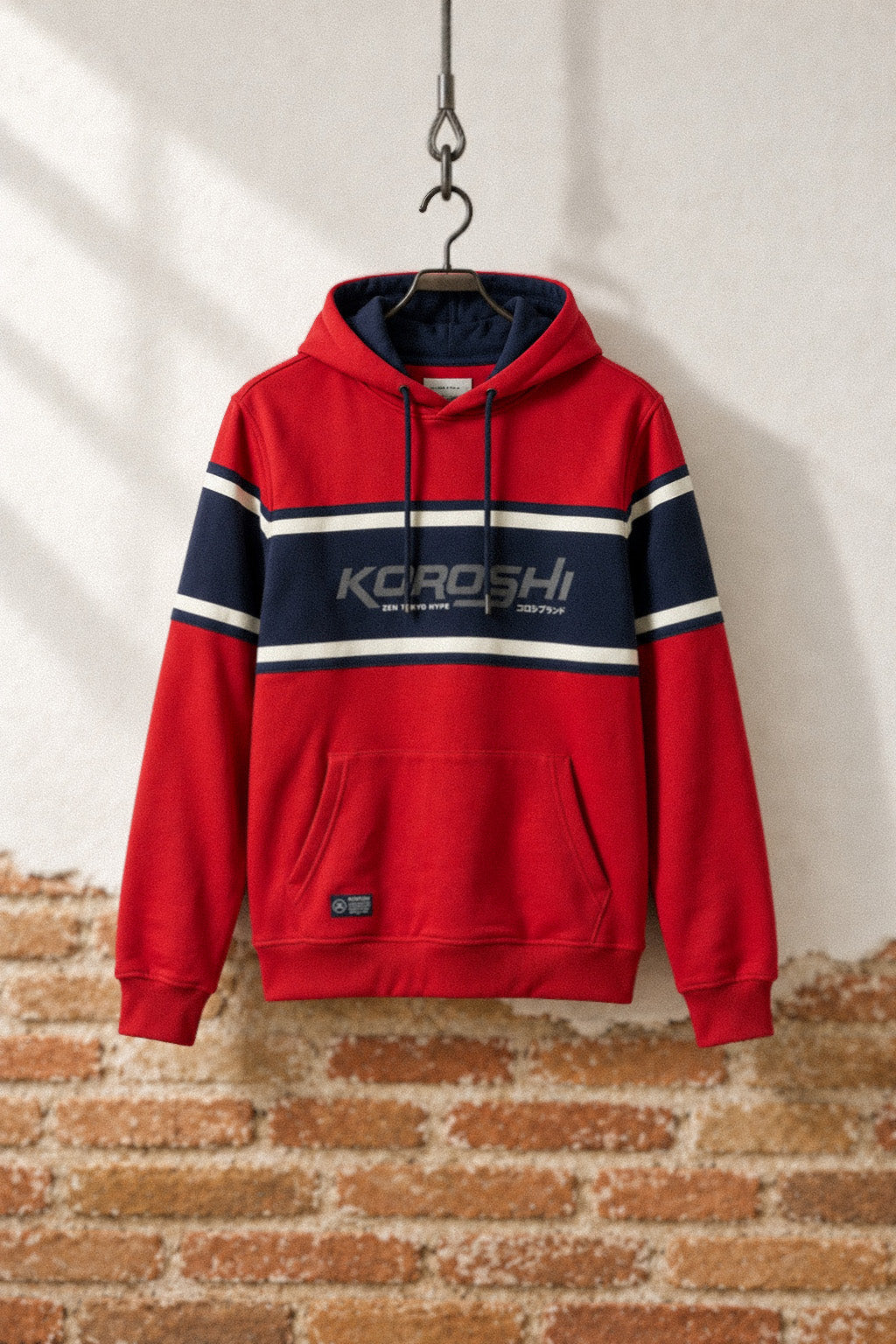 Sweat homme à capuche color block rouge – Koroshi
