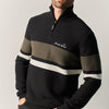 Herren Strickpullover Troyer Halbreißverschluss Schwarz – Koroshi