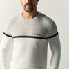 Herren Strickpullover Rundhals Colour-Block Ecru – Koroshi