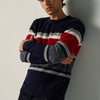 Pull tricot homme color block rouge – Koroshi