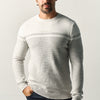 Pull homme maille col rond color block écru - Koroshi