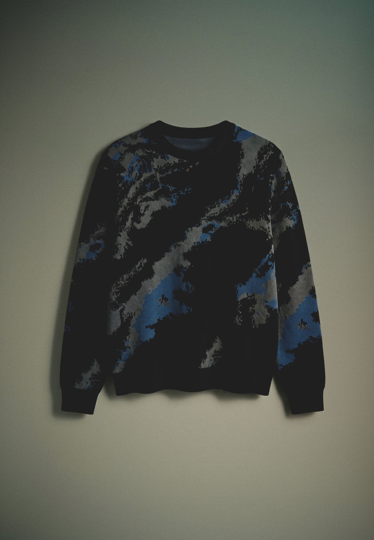 Herren Strickpullover Camouflage-Optik Schwarz – Koroshi