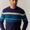 Herren Strickpullover mit Streifen Navy – Koroshi