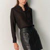 Damen Bluse Langarm mit Mini-Glitzer Schwarz – Koroshi