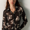 Damen Langarmbluse mit Blumenprint Schwarz - Koroshi