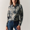 Damen Bluse Langarm Print Blau – Koroshi