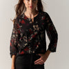 Damen Bluse Langarm gemustert Schwarz – Koroshi