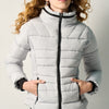 Women's Grey High Neck Padded Jacket - Koroshi