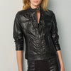Women's Leather-Effect Biker Jacket - Koroshi Black