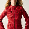 Damen Bikerjacke Lederoptik Rot – Koroshi