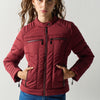 Women's Quilted Biker Jacket - Koroshi Burgundy