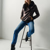 Damen Jacke Lederoptik mit Kapuze Bordeaux - Koroshi