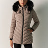 Giacca trapuntata con cappuccio estraibile donna beige - Koroshi