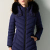 Women's Navy Padded Jacket with Removable Hood - Koroshi