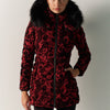 Women's Flocked Padded Jacket - Koroshi Burgundy