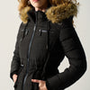 Women's Long Padded Hooded Jacket - Koroshi Black