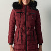 Giacca lunga donna trapuntata cappuccio bordeaux - Koroshi