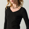 T-shirt donna manica lunga con brillantini nera – Koroshi