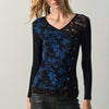 Camiseta mujer manga larga estampado floral negra – Koroshi