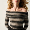 T-shirt a manica lunga spalle scoperte donna beige - Koroshi