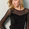 T-shirt femme manches longues tulle et velours noir – Koroshi