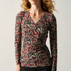 Top donna manica lunga scollo incrociato rosso – Koroshi