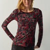 T-shirt femme manches longues imprimé cachemire noir – Koroshi