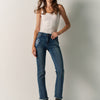 Pantalón vaquero mujer slim tiro medio bordado azul medio – Koroshi
