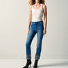 Women's Regular Hem-Embroidered Jeans - Koroshi Medium Blue