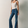 Texans dona boot cut brodat blau mitjà – Koroshi