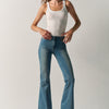 Texans dona boot cut push up brodat blau mitjà – Koroshi