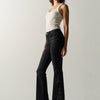 Jeans mujer flare bordado negro denim – Koroshi