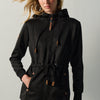 Sweat femme ouvert à capuche imprimé noir – Koroshi