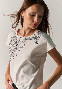 T-shirt femme imprimé animal foil blanc – Koroshi