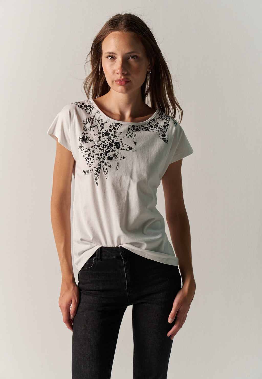 T-shirt femme imprimé animal foil blanc – Koroshi