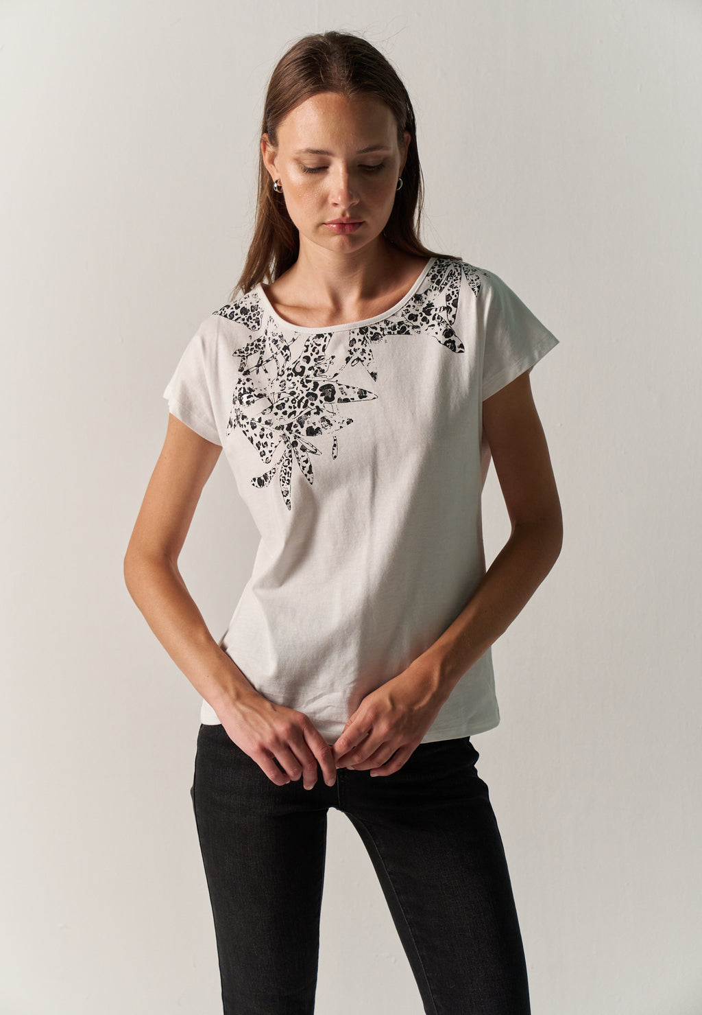 T-shirt femme imprimé animal foil blanc – Koroshi