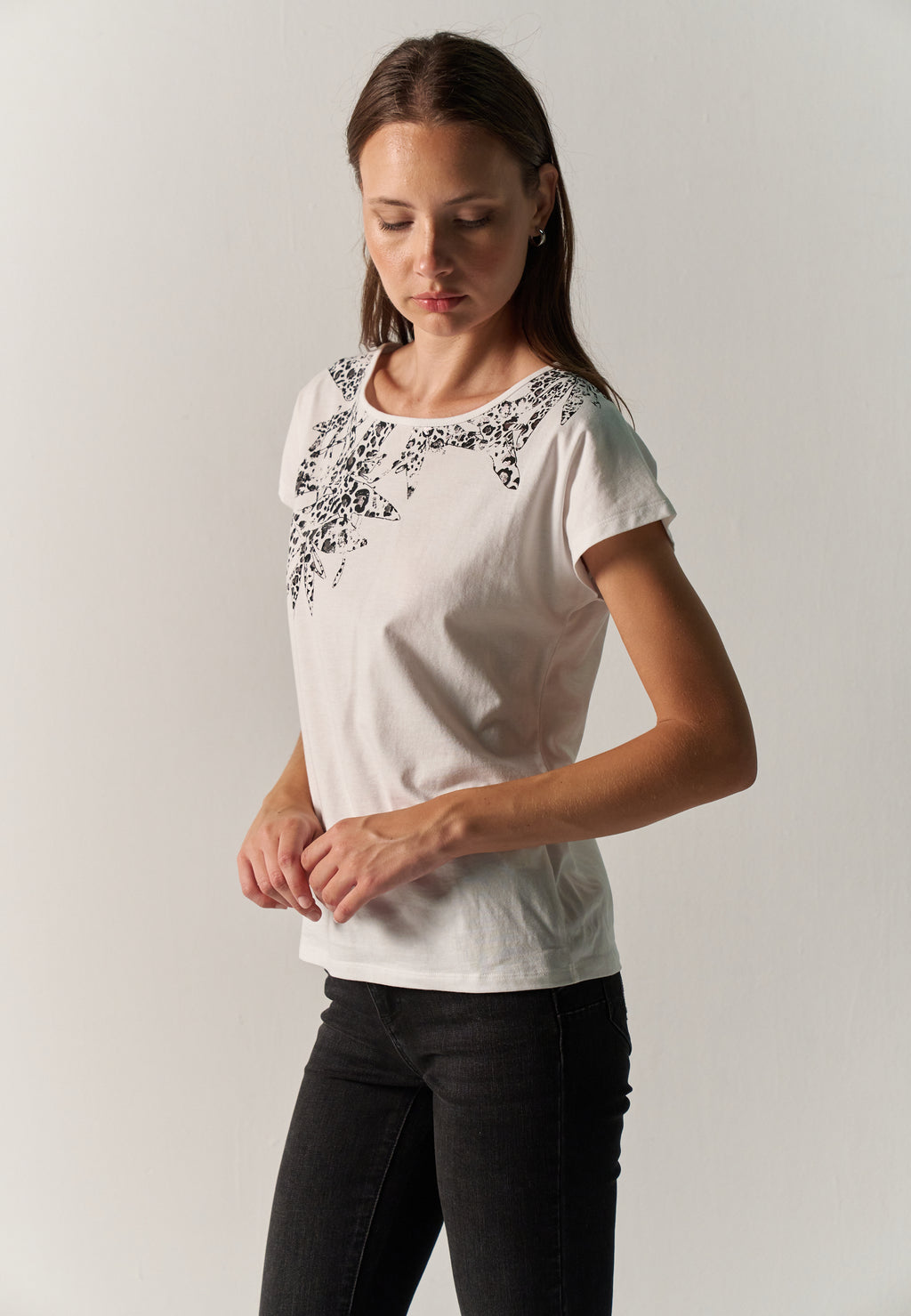 T-shirt femme imprimé animal foil blanc – Koroshi