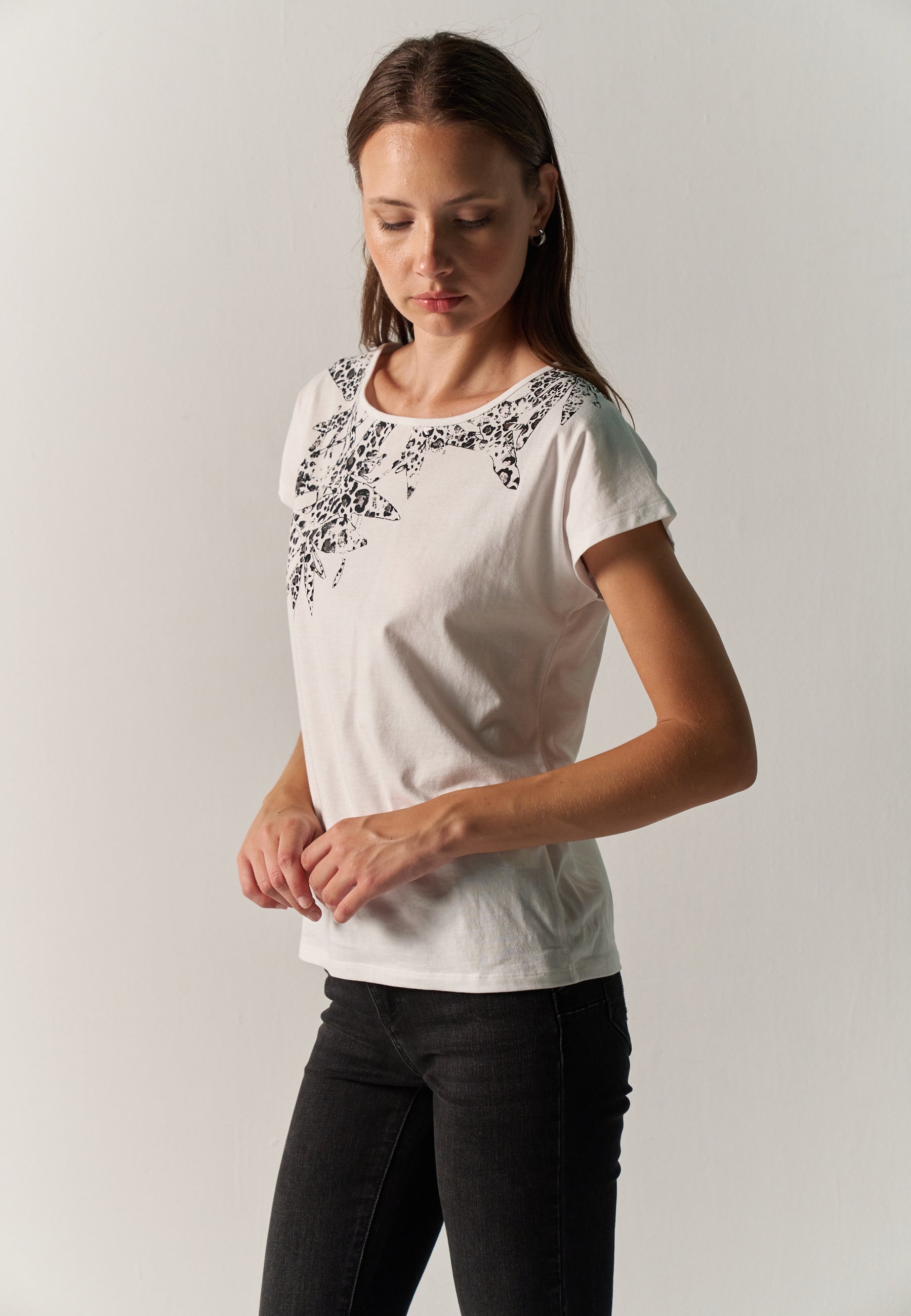 T-shirt femme imprimé animal foil blanc – Koroshi