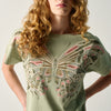 Women's Butterfly Print T-Shirt Khaki – Koroshi