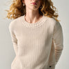 Damen Chenille Strickpullover Uni Weiss - Koroshi
