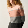 Damen Strickpullover Langarm Gestreift Rosa – Koroshi