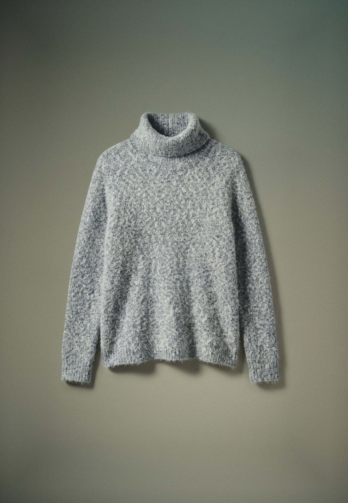 Damen Chenille-Pullover Rollkragen Grau - Koroshi